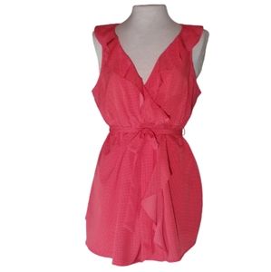 Motherhood Dress Faux Wrap Maternity Polka Dot Red Mini Size L